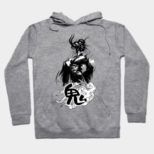 Horned Shadow Geisha, Mythical Japanese Demoness Art Tee Hoodie